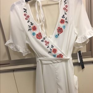 Cute floral embroidered romper